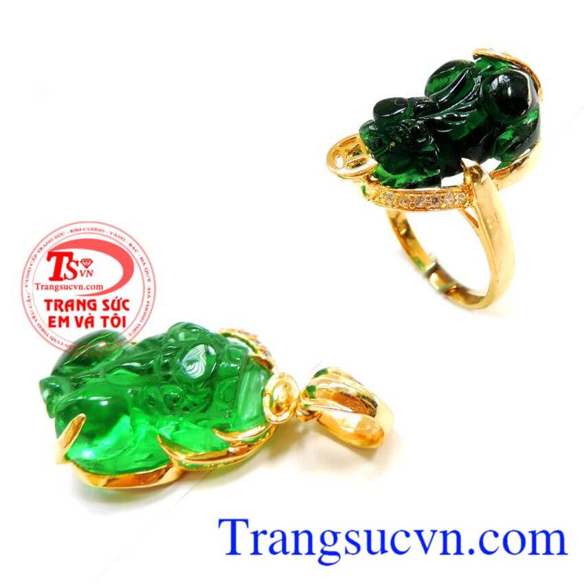 Bộ tỳ hưu vàng đá xanh, Trang sức bộ Bộ tỳ hưu vàng đá xanh, Trang sức bộ