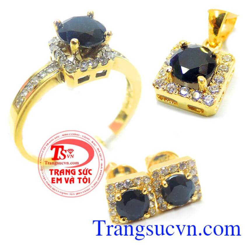 Bộ vàng Sapphire mệnh Mộc và Thủy, Trang sức bộ Bộ vàng Sapphire mệnh Mộc và Thủy, Trang sức bộ