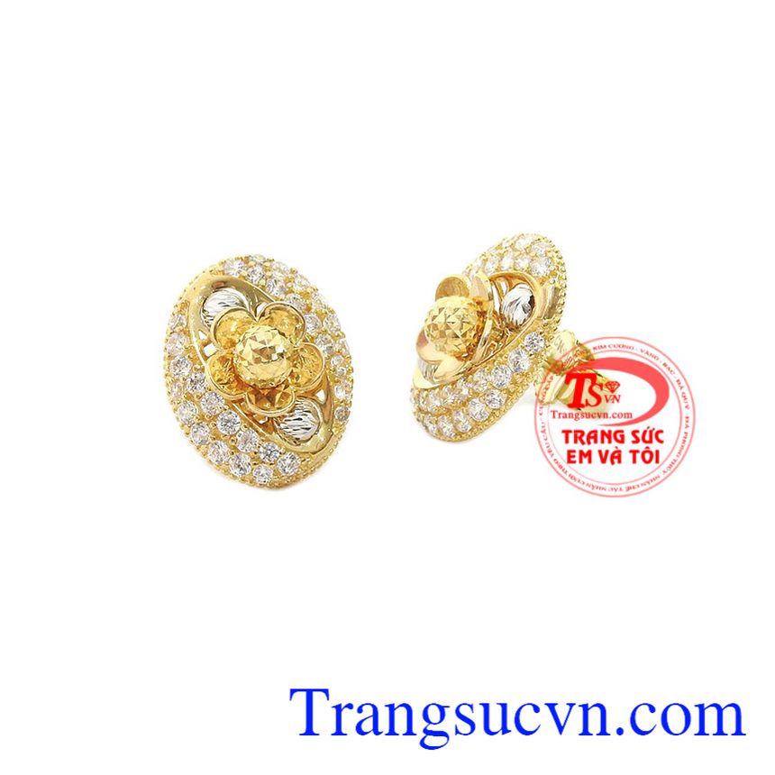 B&ocirc;ng tai hoa năm c&aacute;nh, hoa tai v&agrave;ng t&acirc;y