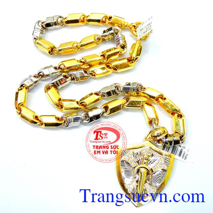 Dây chuyền mặt dây may mắn, Bộ trang sức vàng nam Dây chuyền mặt dây may mắn, Bộ trang sức vàng nam