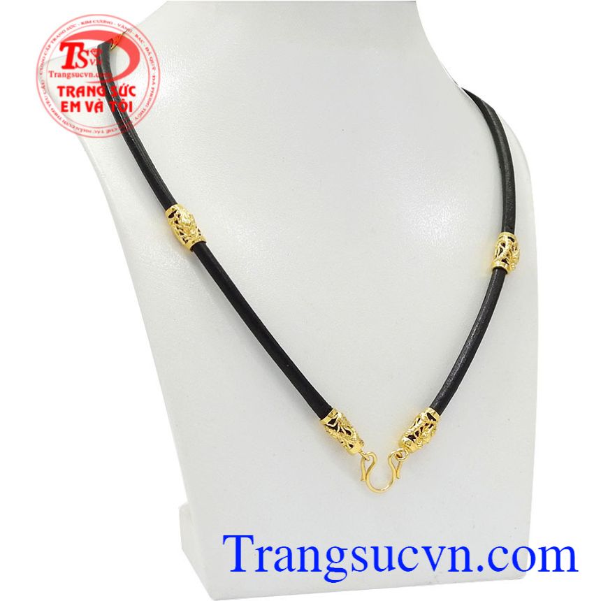 Dây chuyền nam da bọc rồng vàng 10k, Dây da bọc vàng Dây chuyền nam da bọc rồng vàng 10k, Dây da bọc vàng