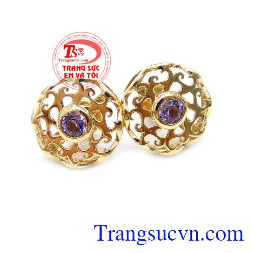 Đôi Bông Tai Thạch Anh Tím Sang Trọng, hoa tai thạch anh Đôi Bông Tai Thạch Anh Tím Sang Trọng, hoa tai thạch anh