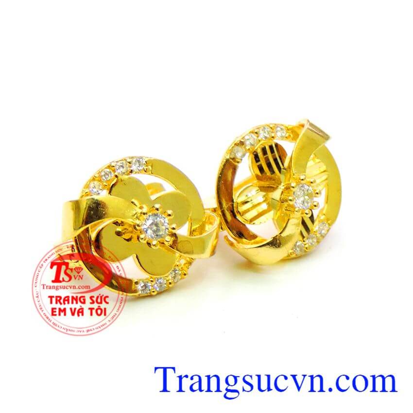 Đôi hoa tai vàng nữ nét duyên, Hoa tai vàng tây Đôi hoa tai vàng nữ nét duyên, Hoa tai vàng tây