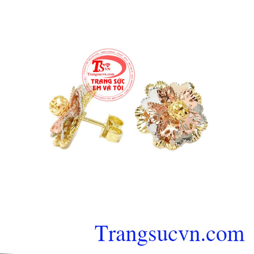 Hoa tai b&ocirc;ng hoa v&agrave;ng 10k, hoa tai v&agrave;ng t&acirc;y