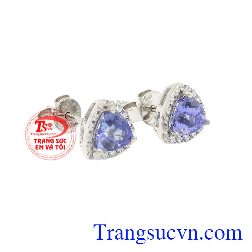Hoa tai Iolite vàng trắng, Hoa tai đá quý Hoa tai Iolite vàng trắng, Hoa tai đá quý