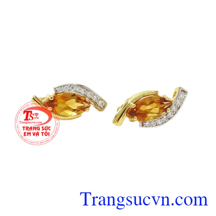 Hoa tai nữ thạch anh vàng đẹp, Hoa tai thạch anh