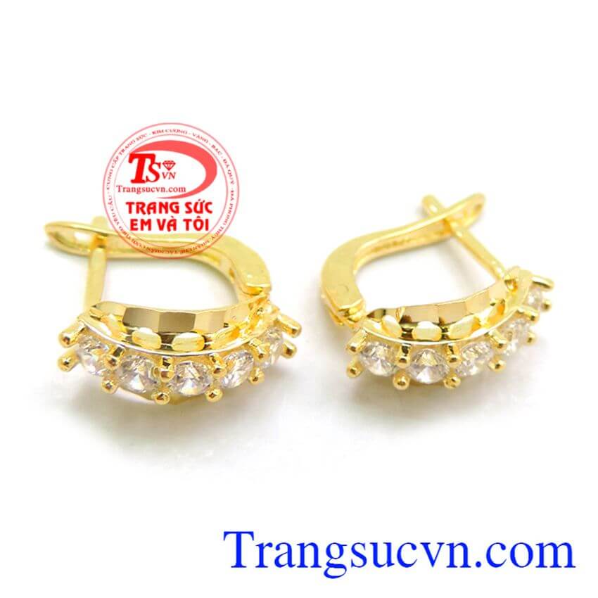 Hoa tai nữ vàng gắn đá, Hoa tai vàng tây Hoa tai nữ vàng gắn đá, Hoa tai vàng tây