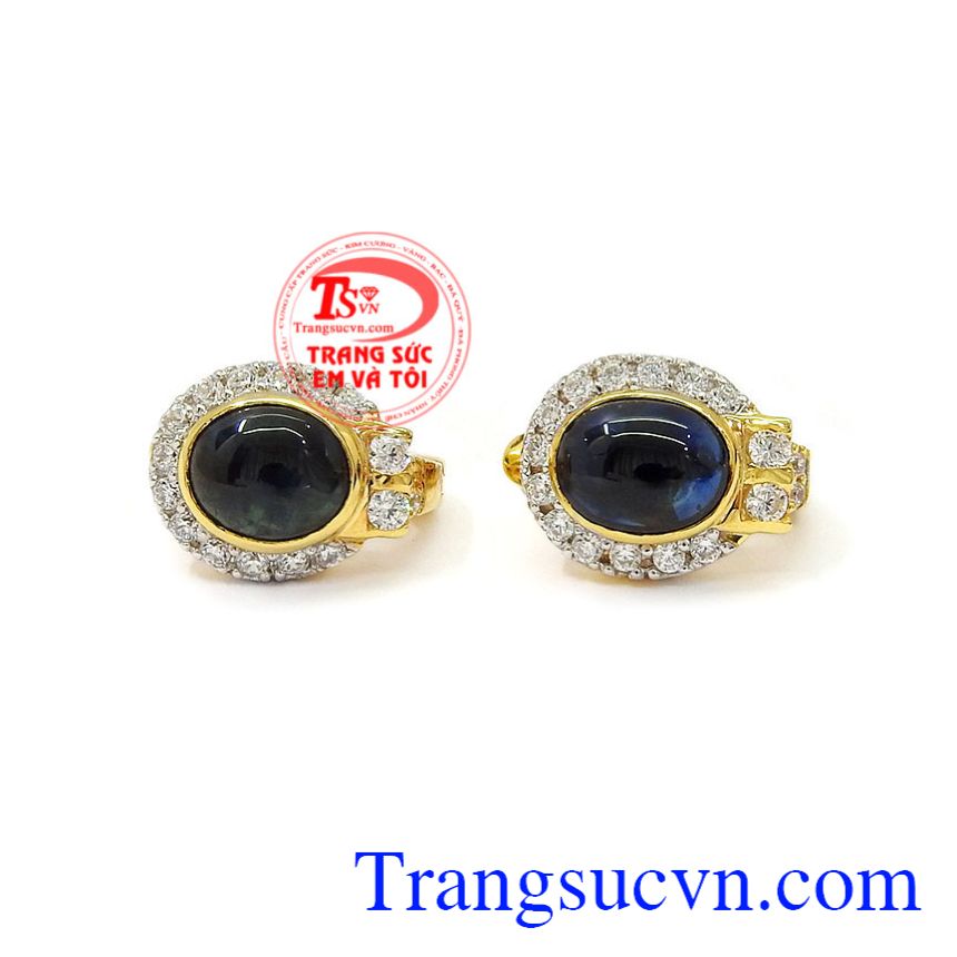 Hoa tai nữ vàng Sapphire 14k, Hoa tai sapphire