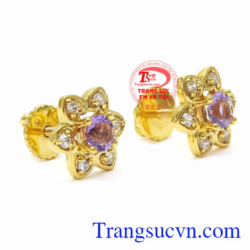 Hoa tai thạch anh tím may mắn, Hoa tai đá thạch anh Hoa tai thạch anh tím may mắn, Hoa tai đá thạch anh