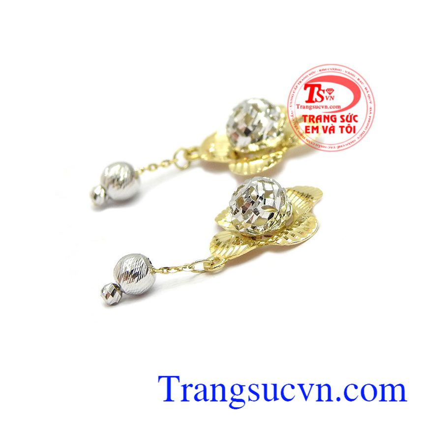 Hoa tai thanh lịch vàng 10k, hoa tai vàng tây