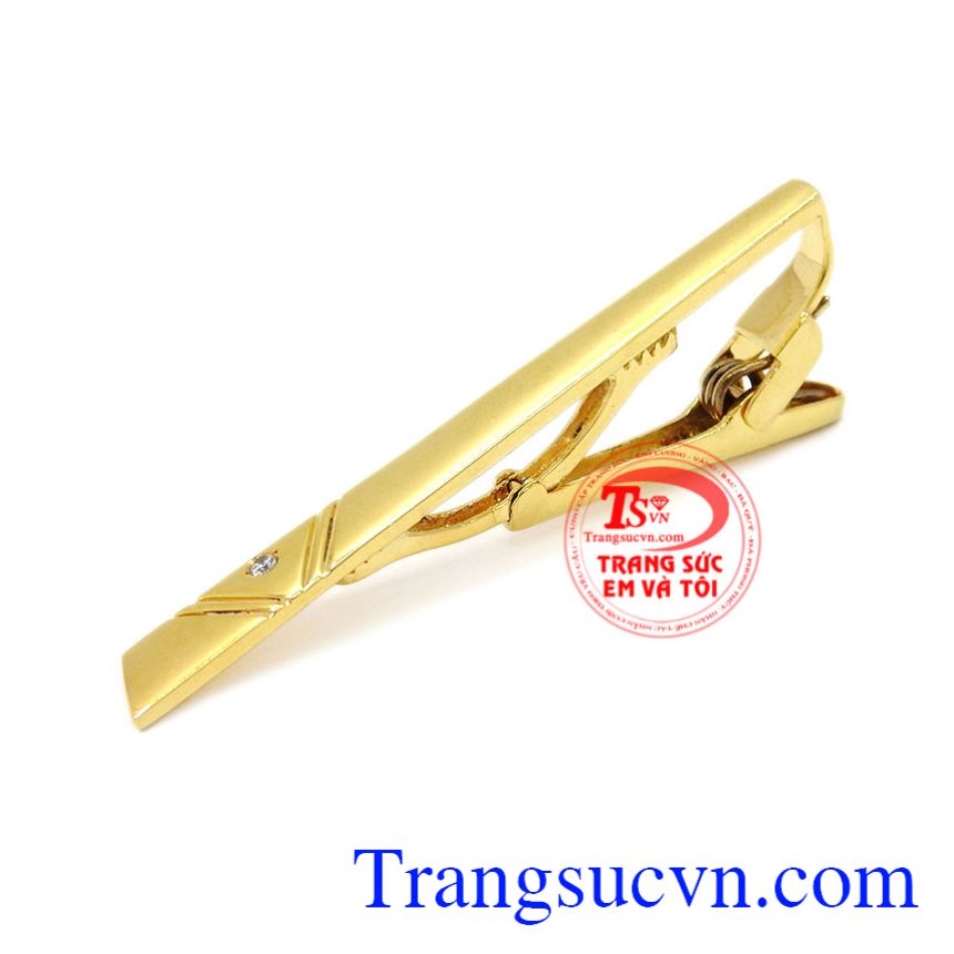 Kẹp caravat thanh lịch vàng 14k, Kẹp caravat vàng