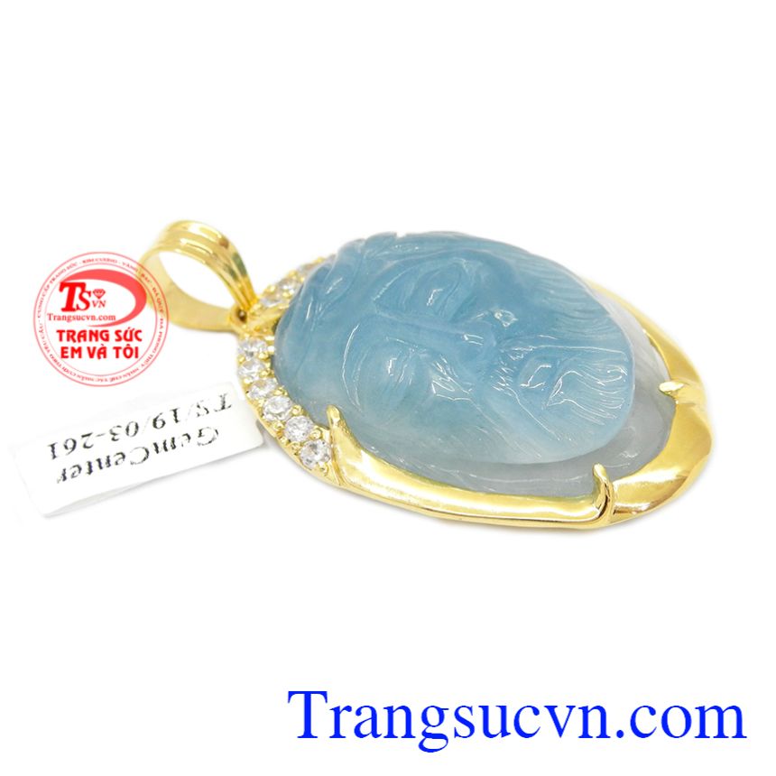 Mặt Ch&uacute;a Aquamarine bọc v&agrave;ng, Mặt d&acirc;y c&ocirc;ng gi&aacute;o