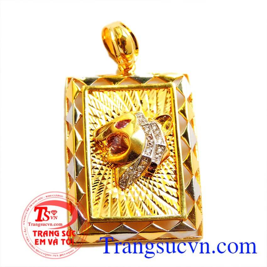 Mặt dây báo nam tính, Mặt dây vàng tây đá quý Mặt dây báo nam tính, Mặt dây vàng tây đá quý