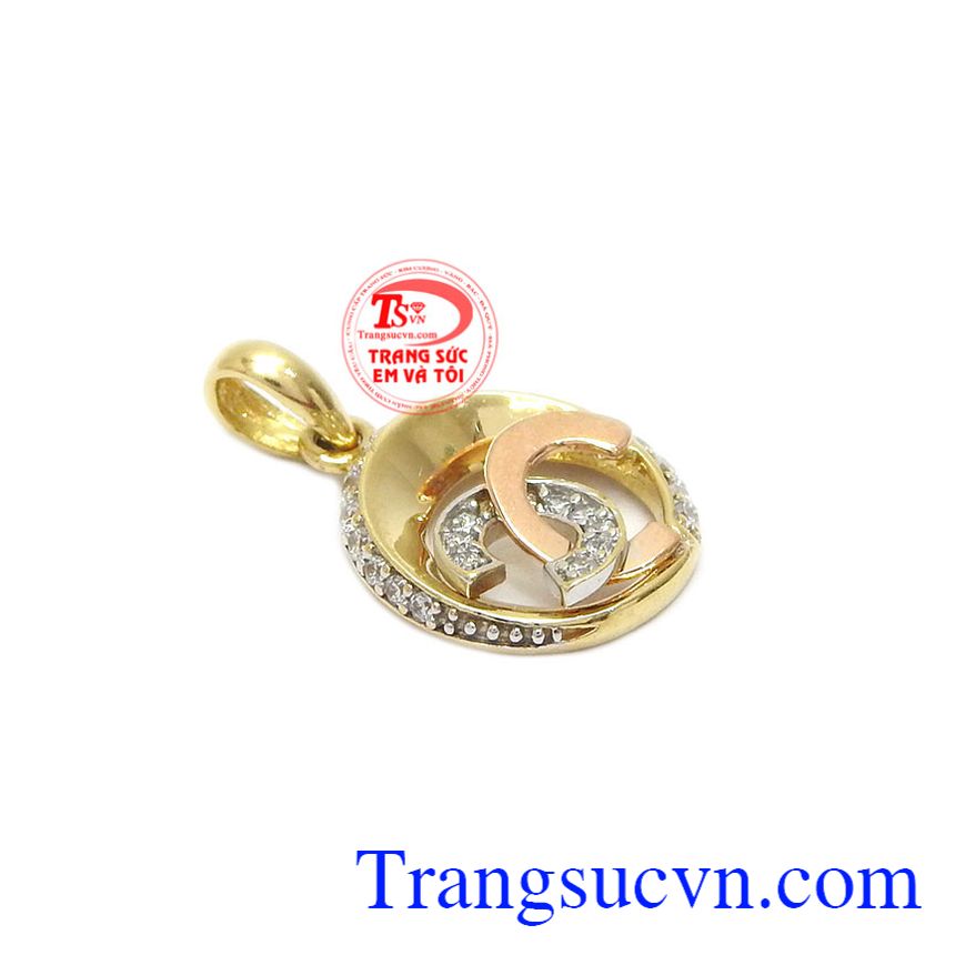 Mặt dây channel tinh tế, mặt dây chuyền vàng