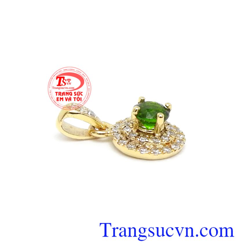 Mặt dây chuyền Diopside tài lộc, Mặt dây chuyền vàng đá quý Mặt dây chuyền Diopside tài lộc, Mặt dây chuyền vàng đá quý