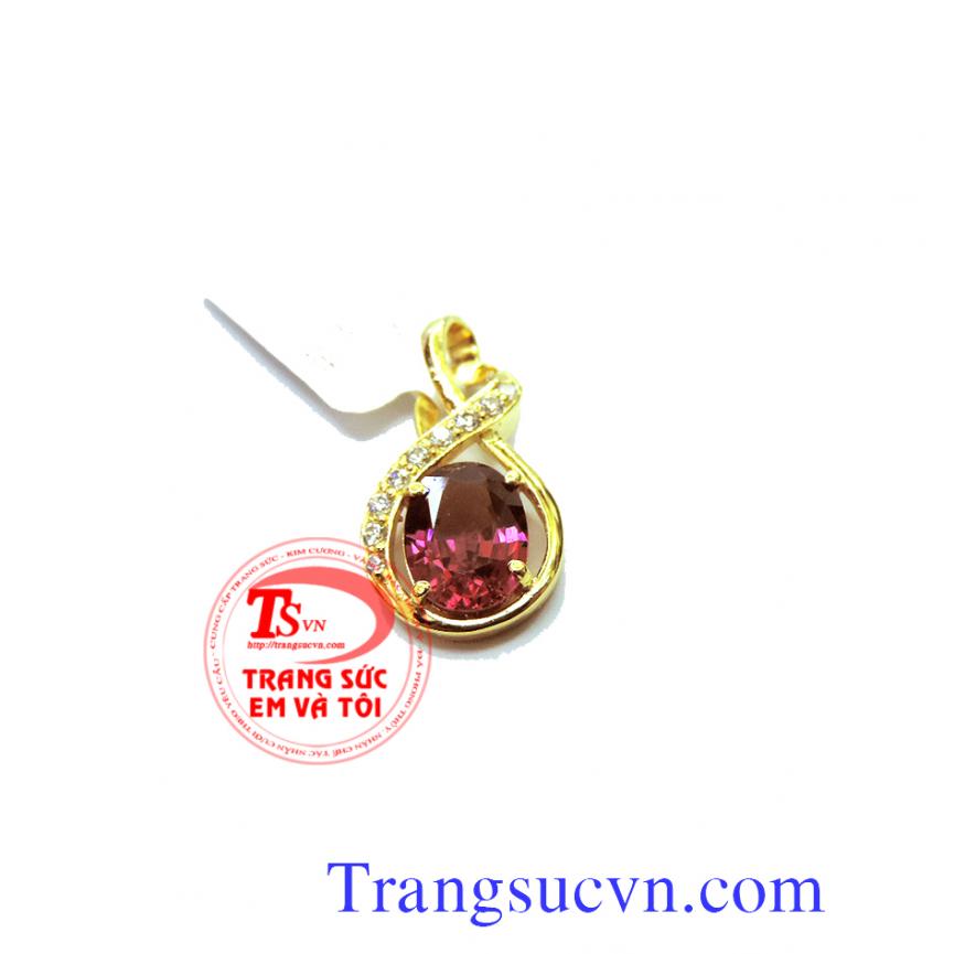 Mặt dây đá granat thiên nhiên, Mặt dây vàng tây đá quý Mặt dây đá granat thiên nhiên, Mặt dây vàng tây đá quý