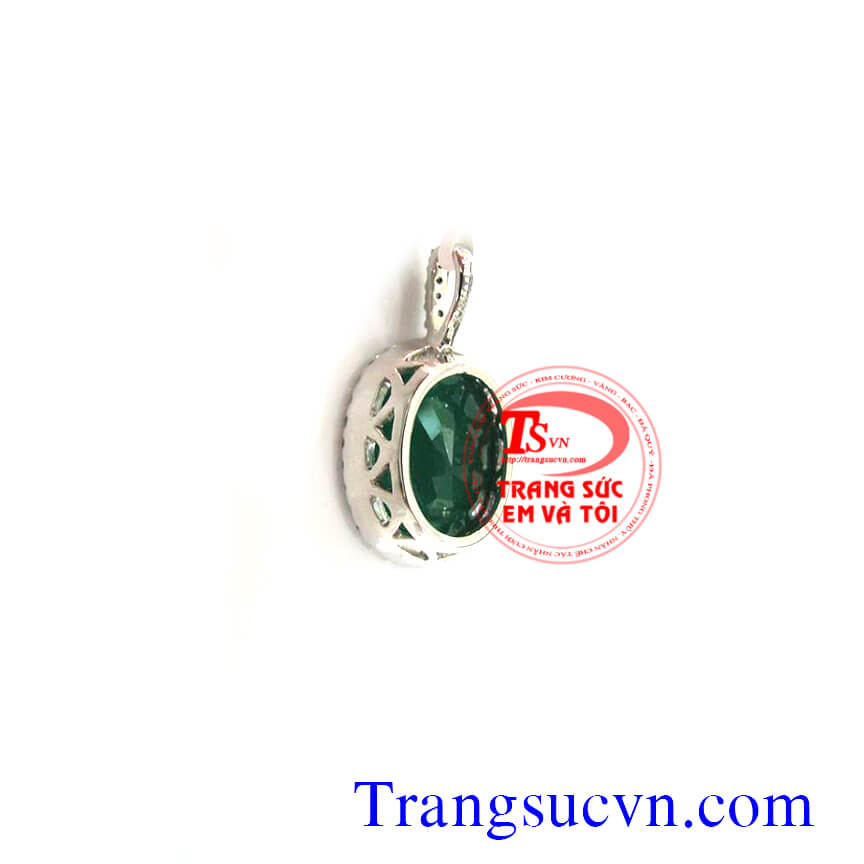 Mặt dây đá quý Emerald vàng 18k trắng, Mặt dây Emerald Mặt dây đá quý Emerald vàng 18k trắng, Mặt dây Emerald