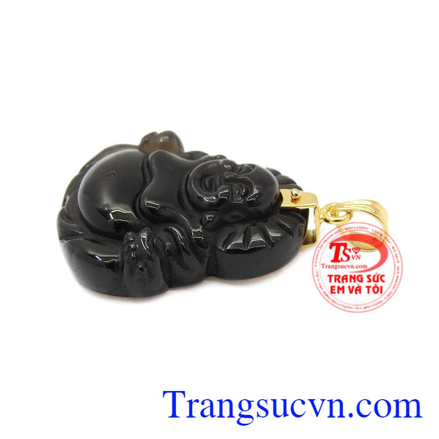 Mặt dây Di Lặc thạch anh khói, Mặt phật bọc vàng Mặt dây Di Lặc thạch anh khói, Mặt phật bọc vàng