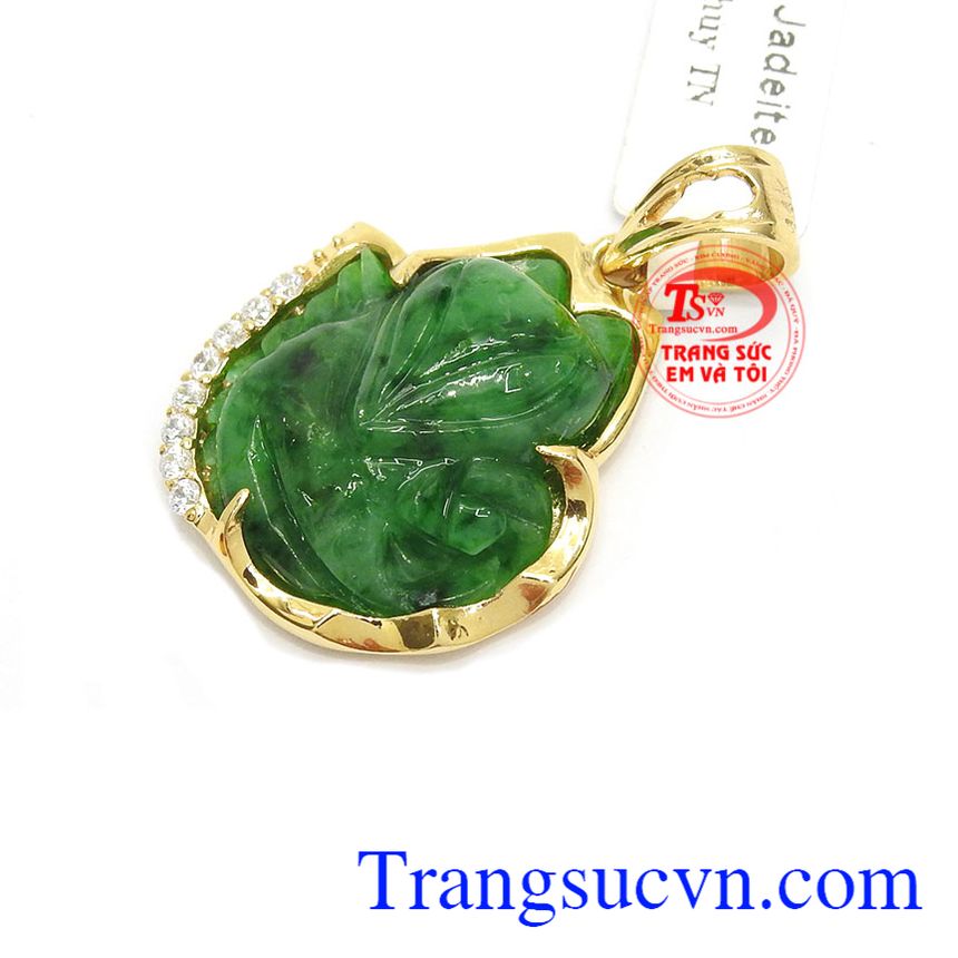 Mặt dây hồ ly vàng kiêu sa, Ngọc cẩm thạch bọc vàng Mặt dây hồ ly vàng kiêu sa, Ngọc cẩm thạch bọc vàng