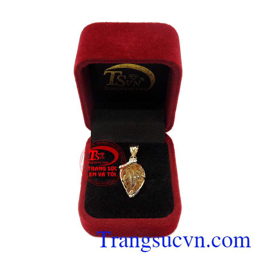 Mặt dây lá thạch anh tóc phồn vinh,Mặt dây thạch anh,Mặt dây vàng tây