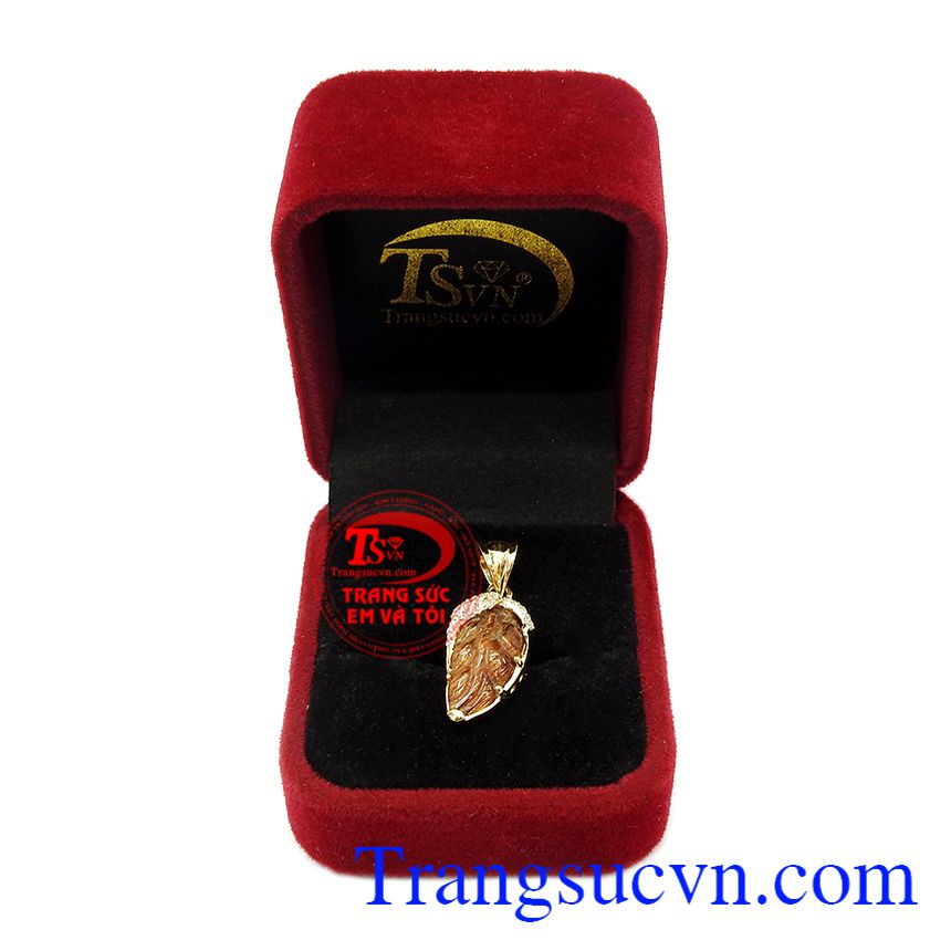 Mặt dây lá thạch anh tóc tài lộc,Mặt dây thạch anh,Thạch anh tóc thiên nhiên