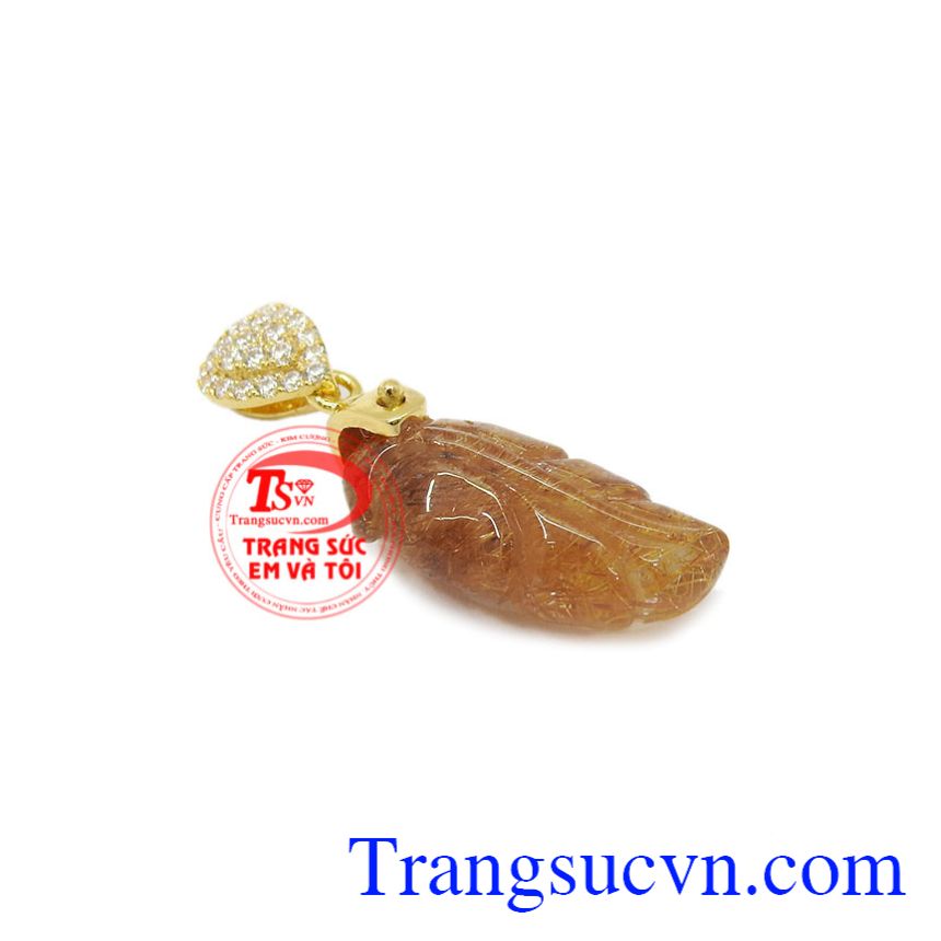Mặt dây lá thạch anh tóc xinh xắn, Mặt dây thạch anh Mặt dây lá thạch anh tóc xinh xắn, Mặt dây thạch anh