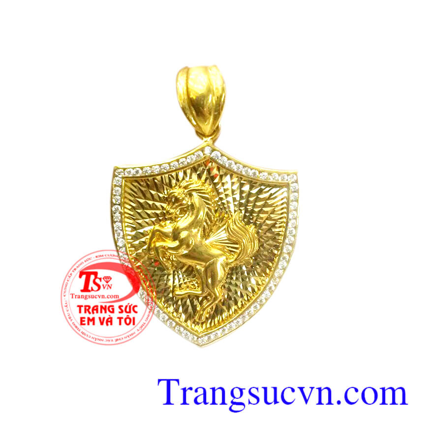 Mặt dây ngựa vàng tuổi ngọc may mắn, Mặt dây vàng tây đá quý Mặt dây ngựa vàng tuổi ngọc may mắn, Mặt dây vàng tây đá quý