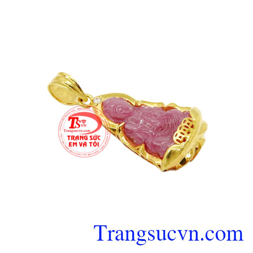 Mặt dây quan âm ruby bình an, Mặt phật bọc vàng Mặt dây quan âm ruby bình an, Mặt phật bọc vàng
