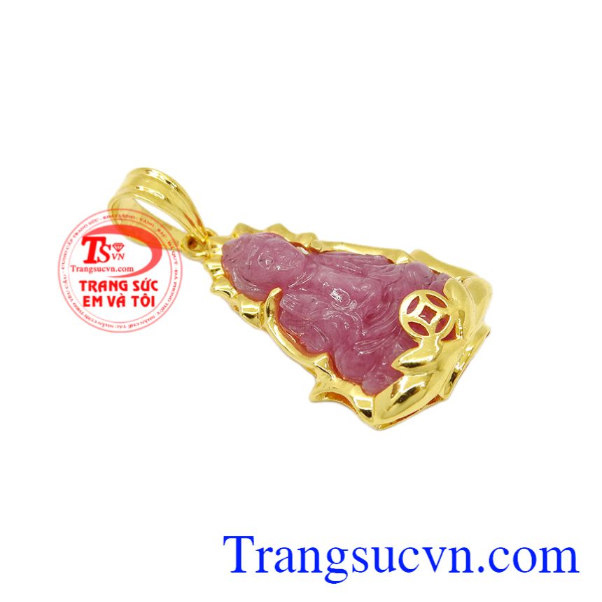Mặt dây quan âm ruby may mắn, Mặt phật bọc vàng Mặt dây quan âm ruby may mắn, Mặt phật bọc vàng