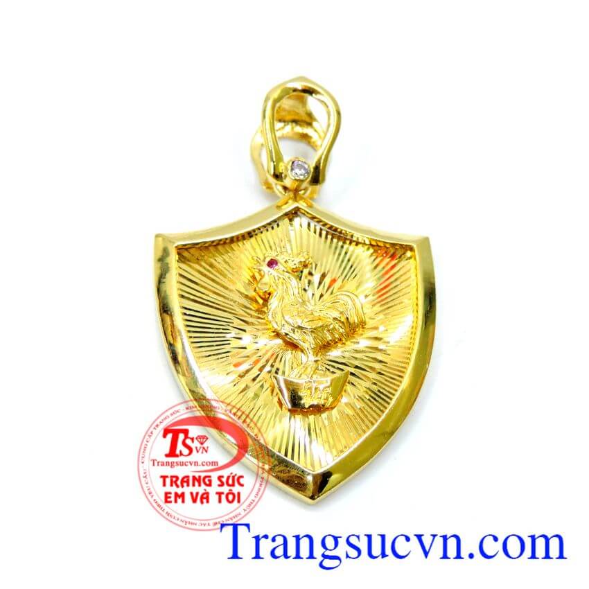 Mặt khiên tuổi dậu, Mặt dây vàng tây đá quý Mặt khiên tuổi dậu, Mặt dây vàng tây đá quý