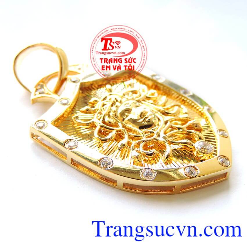 Mặt khiên Versace nam vàng tây, Mặt dây chuyền vàng Mặt khiên nam vàng tây, Mặt dây chuyền vàng