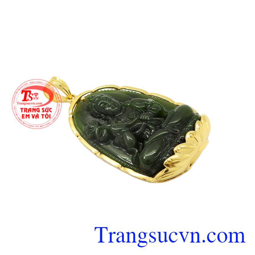 Mặt phật bản mệnh tuổi Ngọ Nephrite, Mặt phật bọc vàng Mặt phật bản mệnh tuổi Ngọ Nephrite, Mặt phật bọc vàng
