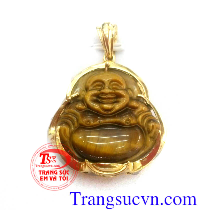 Mặt phật di lặc đá mắt hổ, Mặt phật bọc vàng