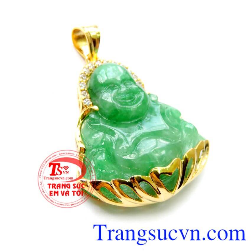 Mặt Phật Di Lặc Jadeit mang lại niềm vui, Mặt phật bọc vàng Mặt Phật Di Lặc Jadeit mang lại niềm vui, Mặt phật bọc vàng