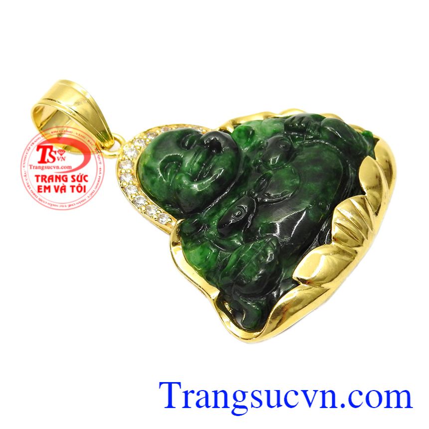 Mặt phật Di Lặc Jadeite bọc vàng đẹp, Mặt phật bọc vàng