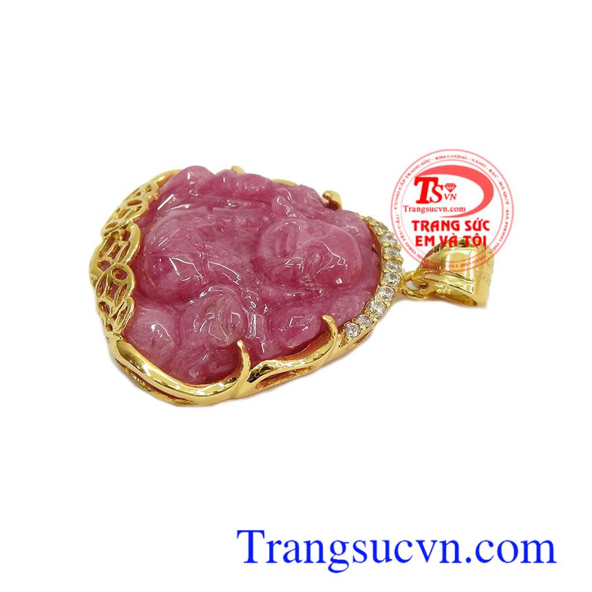 Mặt phật di lặc ruby vàng 18k, Mạt phật bọc vàng