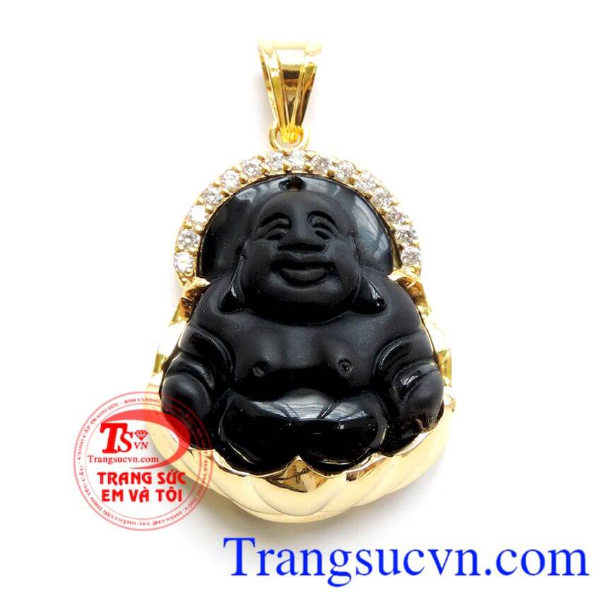 Mặt Phật Obsidian bọc vàng 14k, Mặt phật bọc vàng Mặt Phật Obsidian bọc vàng 14k, Mặt phật bọc vàng