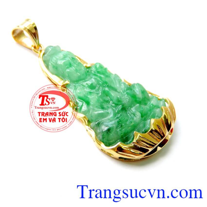 Mặt Quan Âm Jadeit bọc vàng đeo bình an, Mặt phật bọc vàng Mặt Quan Âm Jadeit bọc vàng đeo bình an, Mặt phật bọc vàng