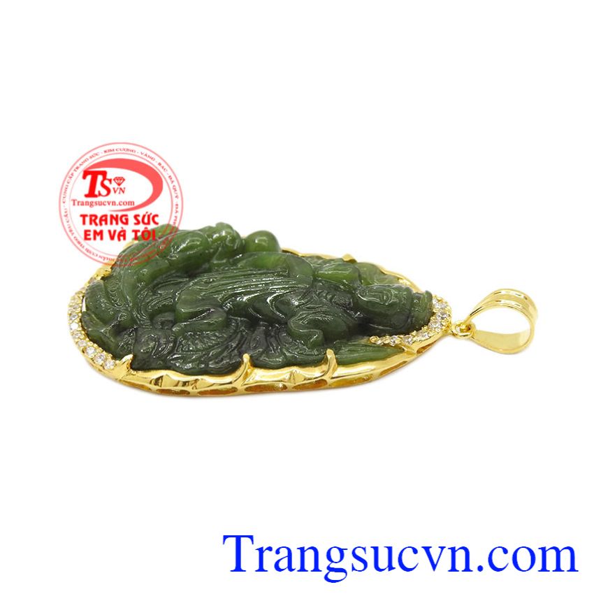 Mặt quan âm Nephrite đẹp, Mặt phật bọc vàng Mặt quan âm Nephrite đẹp, Mặt phật bọc vàng