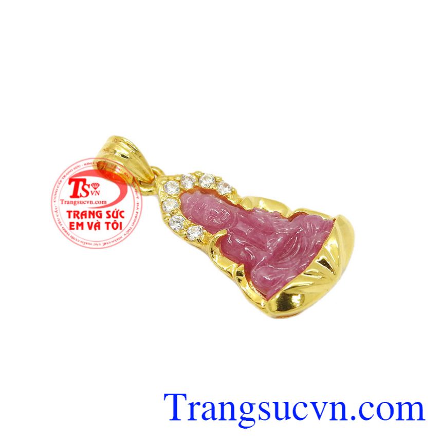 Mặt quan âm ruby bọc vàng, Mặt phật bọc vàng Mặt quan âm ruby bọc vàng, Mặt phật bọc vàng