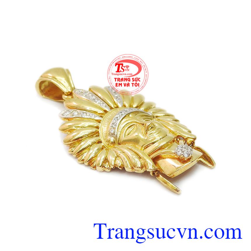 Mặt thổ dân uy lực vàng 18k, mặt dây chuyền nam