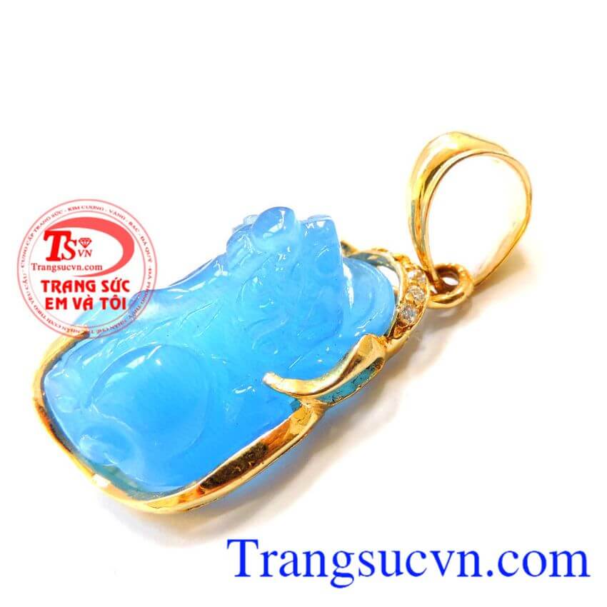 Mặt tỳ hưu xanh nước, Mặt dây vàng tây đá quý Mặt tỳ hưu xanh nước, Mặt dây vàng tây đá quý