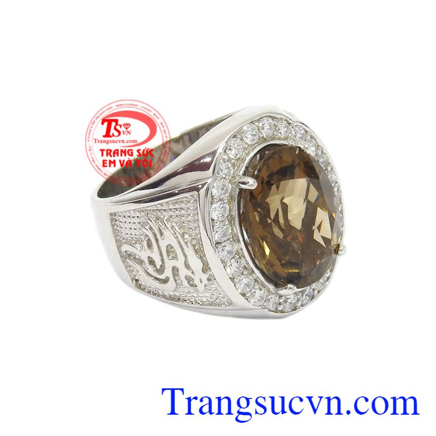 Nhẫn bạc thạch anh khói, Nhẫn nam bạc Nhẫn bạc thạch anh khói, Nhẫn nam bạc
