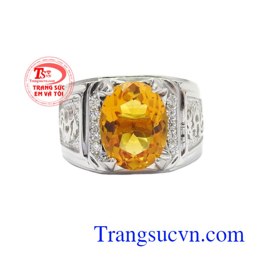 Nhẫn bạc thạch anh vàng công danh, Nhẫn nam bạc Nhẫn bạc thạch anh vàng công danh, Nhẫn nam bạc