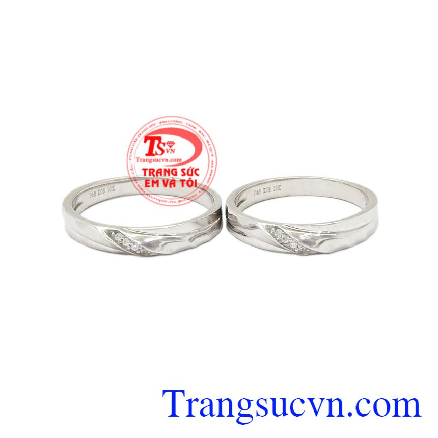 Nhẫn cưới vàng trắng tinh tế, Nhẫn nữ vàng trắng