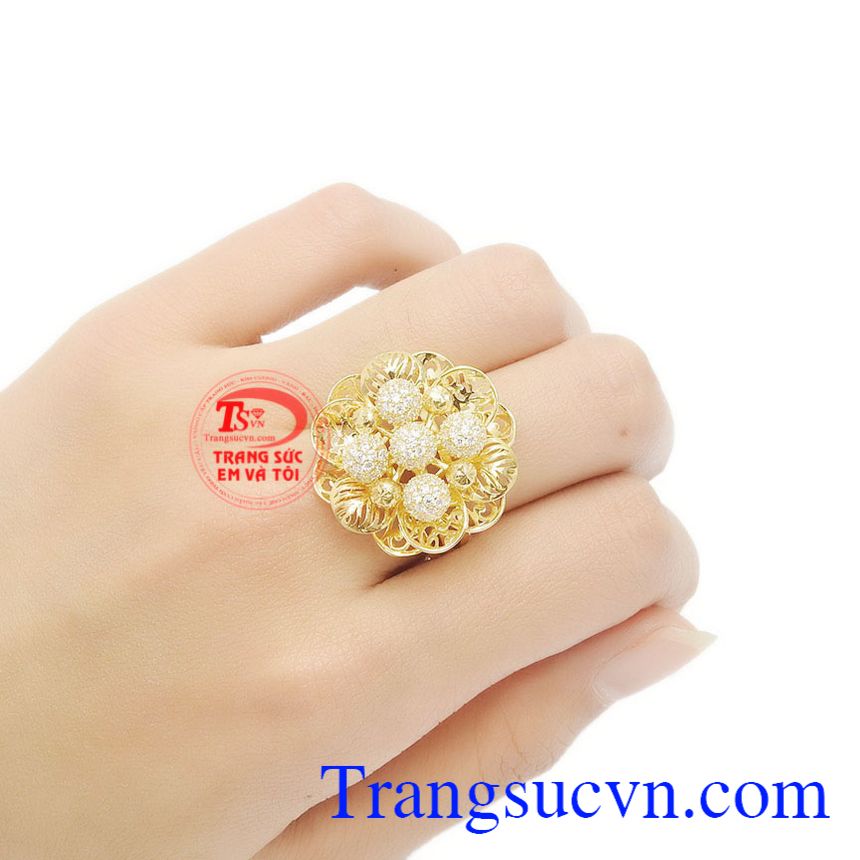 Nhẫn hoa vàng 10k kiêu sa, Nhẫn nữ vàng tây