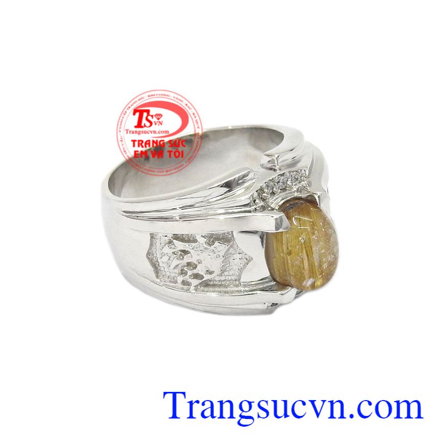 Nhẫn nam bạc thạch anh tóc, Nhẫn nam bạc Nhẫn nam bạc thạch anh tóc, Nhẫn nam bạc