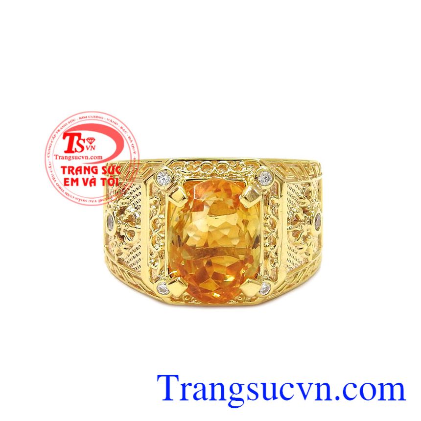 Nhẫn nam thạch anh vàng vương quyền, nhẫn nam đẹp Nhẫn nam thạch anh vàng vương quyền, nhẫn nam đẹp