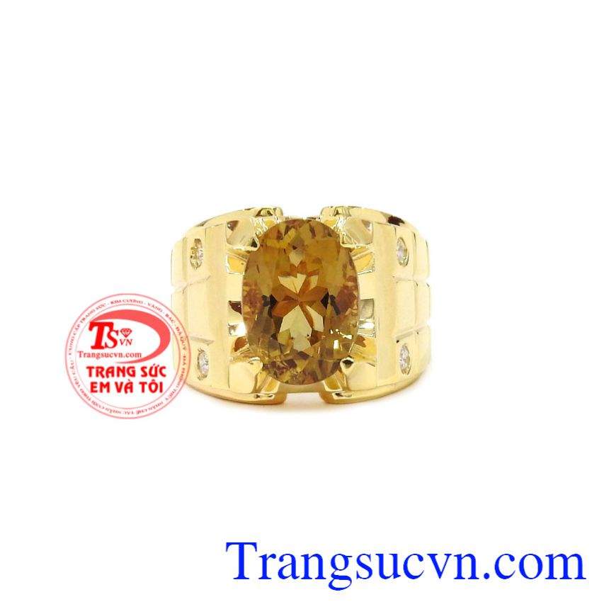 Nhẫn nam vàng Citrine chất lượng, Nhẫn nam thạch anh vàng Nhẫn nam vàng Citrine chất lượng, Nhẫn nam thạch anh vàng