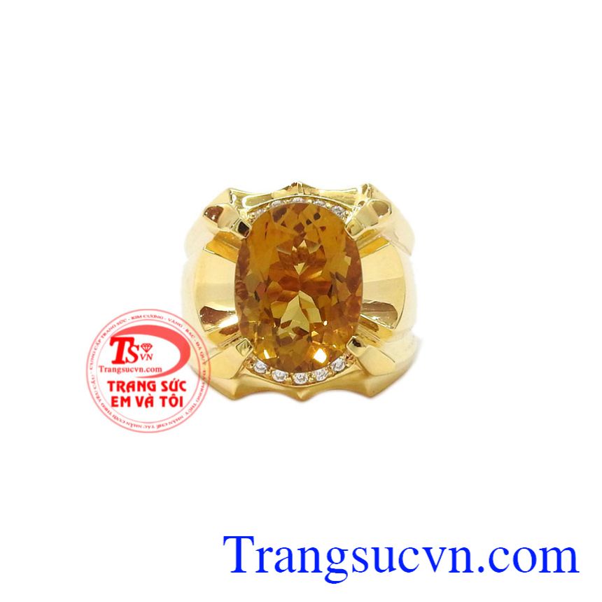 Nhẫn nam vàng Citrine đẹp, Nhẫn nam thạch anh vàng Nhẫn nam vàng Citrine đẹp, Nhẫn nam thạch anh vàng